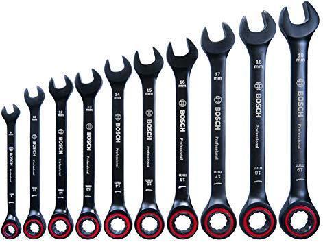 Bosch Professional 10 teiliges Set Schraubenschlüssel (8 mm, 10 mm, 12 mm, 13 mm, 14 mm, 15 mm, 16 mm, 17 mm, 18 mm, 19 mm)