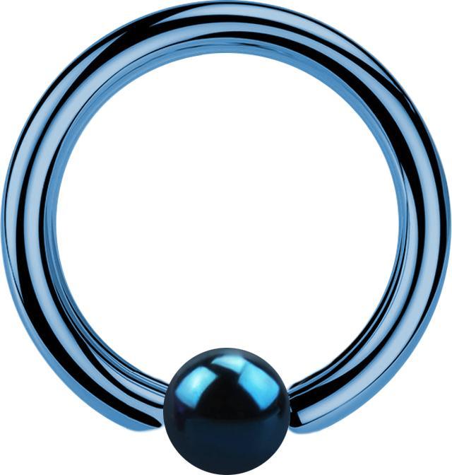 Produktbild Star Piercing Ball Closure Ring dunkelblau mit Titanium Schicht (Chirurgenstahl 316L)