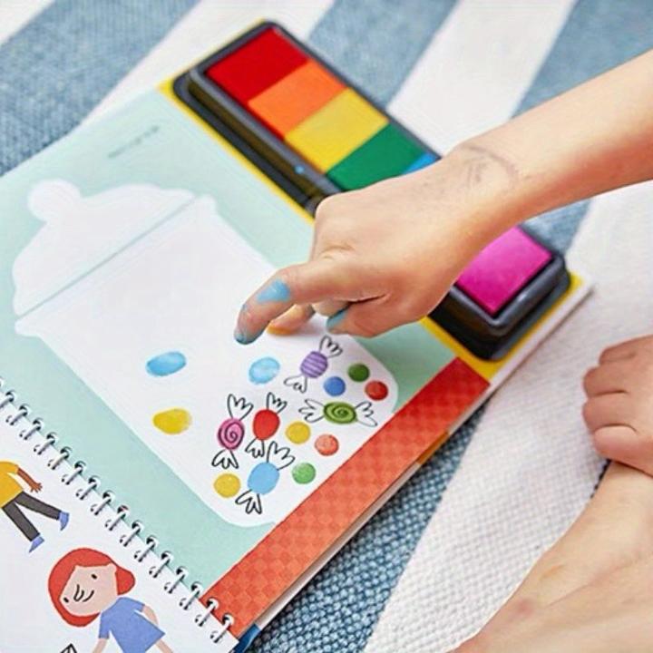 Image du produit Activity Board Livres Fingerprinting avec activités tampon encreur, livre Doodling, jouets DIY Craft