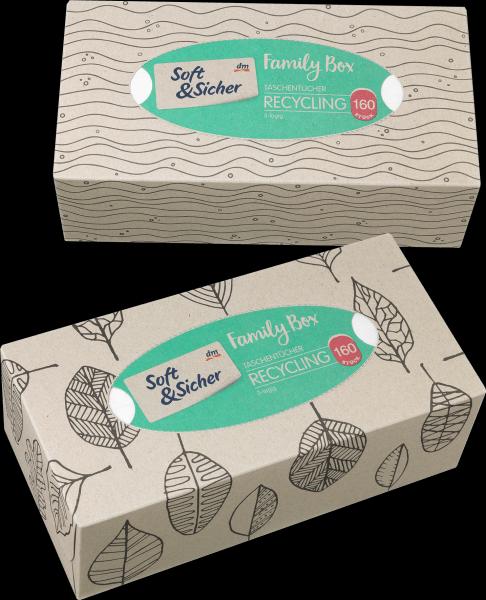 Produktbild dm Soft&Sicher Taschentücherbox Recycling