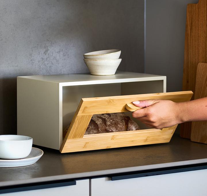 Image du produit Zeller Present Boîte à pain avec clapet frontal en bambou métal 36x23x19.5 cm