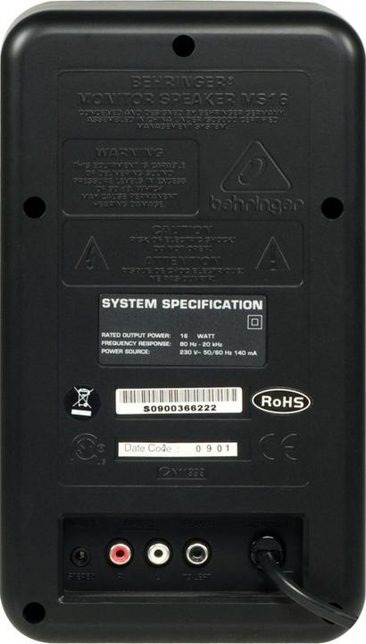 Actual product image Behringer Ms16 (Active, Pair, 1x 16 W)