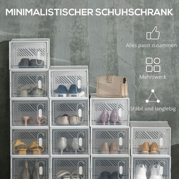 Produktbild Swisshandel24 DIY Schuhbox Aufbewahrungsbox mit 18 Fächern 18er Pack Schuhkartons Transparent (25 x 35 x 19 cm)