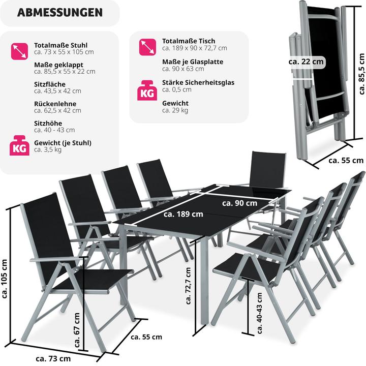 Image du produit tectake Salon de Jardin (189 cm)