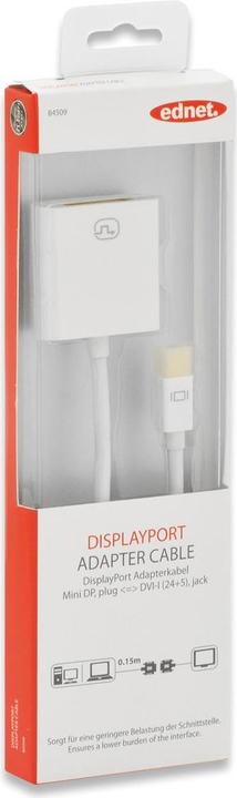Immagine prodotto ednet Adattatore DP, miniDP/DVI 0,15m (DVI, 15 cm)