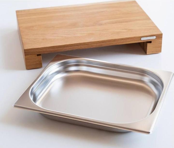 Actual product image Continenta Oak cutting board with stainless steel drawer, 39x27x6 cm