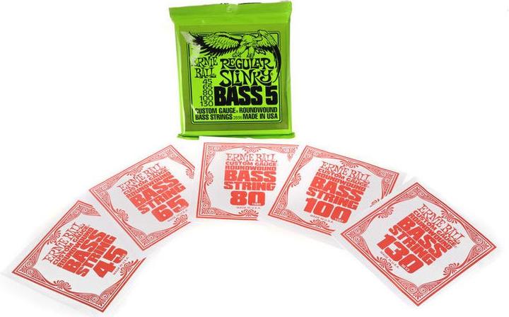 Immagine prodotto Ernie Ball Slinky regolare a 5 corde (5 x, Basso elettrico, 0.13")