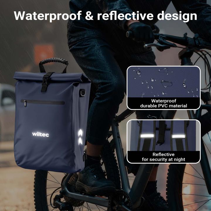 Actual product image Wiltec Gepäckträgertasche gelb 25l Fahrradtasche Rucksack Gepäcktasche (25 l, Luggage carrier bag)