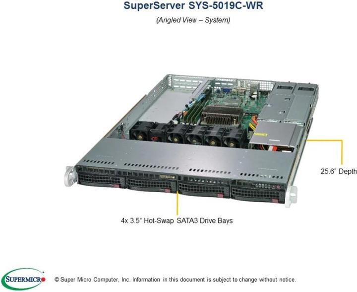 Actual product image Supermicro 5019C-WR: LGA1151, 2x500W NT