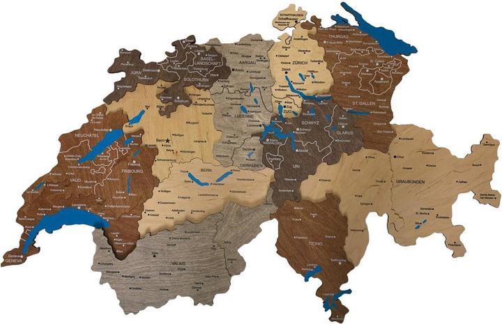 Actual product image Enjoy The Wood Switzerland - 3D map made of wood (150 x 90 cm)
