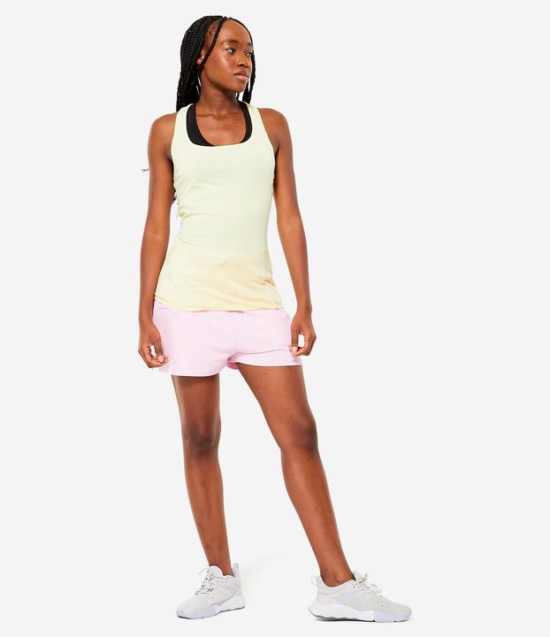 Produktbild Domyos Shorts Damen Baumwolle mit Tasche - 520 hellrosa (3XL)