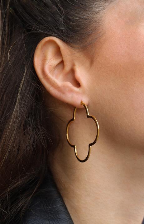 Produktbild Tara Style Big Clover Hoops - Creolen (waterproof) (18k Edelstahl vergoldet, 100% wasserfest)