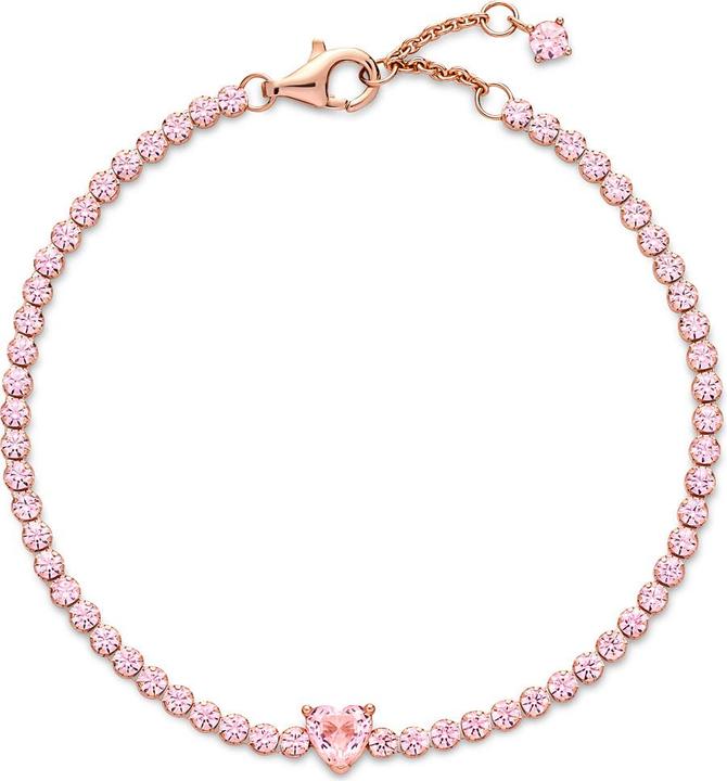 Actual product image Pandora 14k Rose Gold Sparkling Pavé Heart Tennis Bracelet (16 cm, Metal, rose gold-plated)