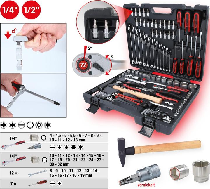 Produktbild KS Tools 1/4 +3/8 +1/2 Universal-Werkzeug-Satz 97-tlg. (97 Teile)