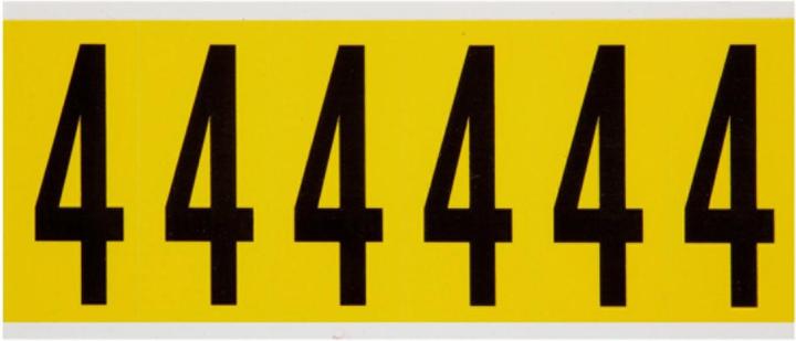Produktbild Brady 3450-4, B-499, Nylongewebe, Zahl 4, Schwarz auf Gelb, 38 x 89mm, Schrifthöhe 75mm(25 K. á 6