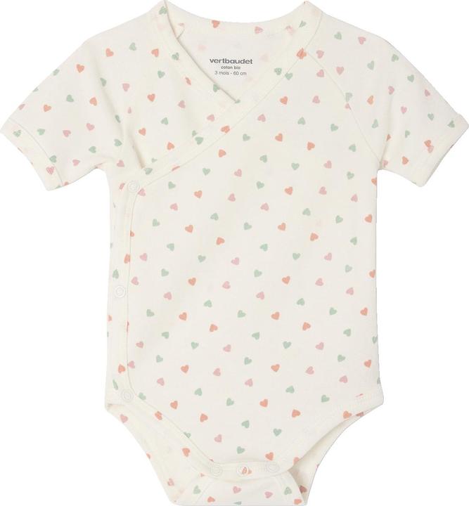 Actual product image Vertbaudet Bio-Kollektion: 3er-Pack Baby Wickelbodys mit kurzen Ärmeln PETIT COEUR (56)