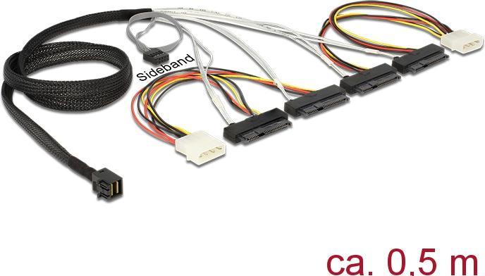 Actual product image Delock Cable Mini SAS HD x 4 SFF 8643 male > 4 x SAS 29 Pin SFF 8482 female