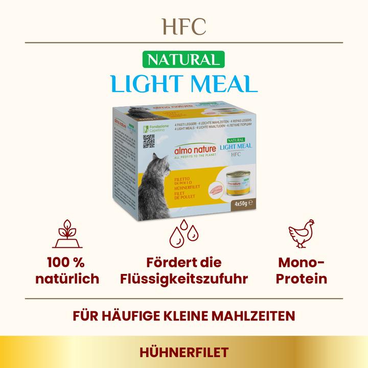 Image du produit Almo Nature HFC Light Meal Natural, Nourriture humide au poulet pour chats (4x50g) (Adulte, 4 pcs, 200 g)