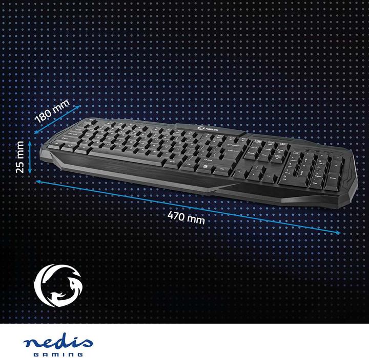 Image du produit Nedis Wired Gaming Keyboard Clavier de jeu avec câble USB 2.0 Clavier américain Schwa (ING. Int., Filaire)