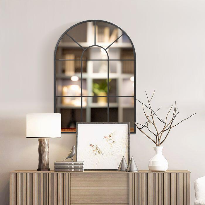 Produktbild Swisshandel24 Wandspiegel Bogenfenster-Spiegel 91 x 60 cm Wohnzimmerspiegel für Schlafzimmer, Esszimmer, Flur Schw (91 x 60 cm)
