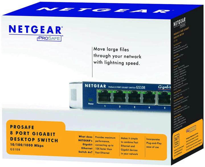 Image du produit Netgear Gs108ge (8 Ports)