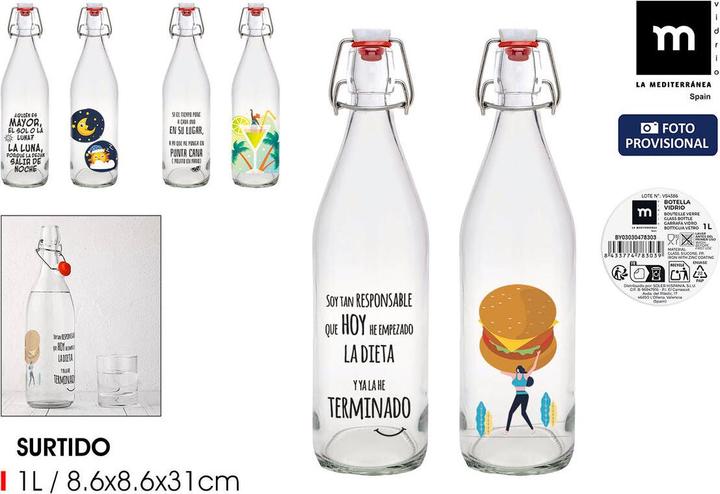 Image du produit La Mer Glas-Flasche Glas 1 L (12 Stück) (1 l, 12 x)