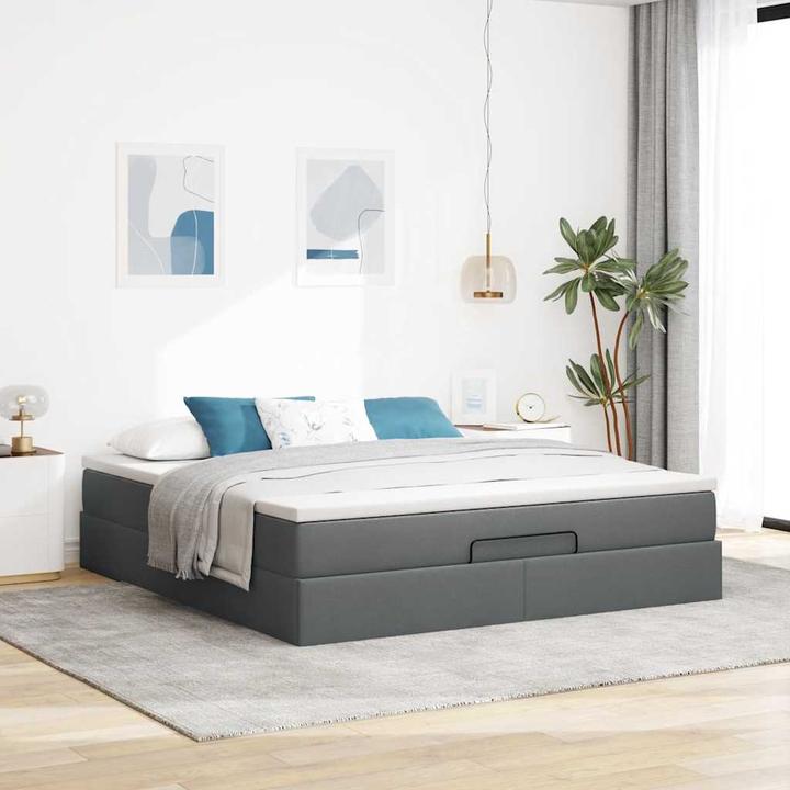 Immagine prodotto VidaXL Ottomana con materasso in tessuto grigio scuro 160x200 cm (160 x 200 cm)