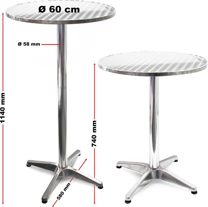 Actual product image Wiltec High table 74/114 cm Ø60cm height adjustable foldable bistro table bar table (60 x 60 x 114 cm)