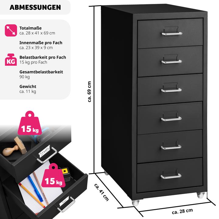 Image du produit tectake Caisson de bureau (41 x 28 x 69 cm)