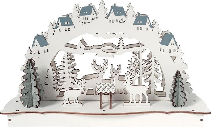 Produktbild HTI-Living Leuchtbogen Weiss/Grau Rehe an der Futterkrippe