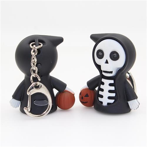 Image du produit PhoneLook Porte-clés squelette effrayant pour avec yeux LED rouges Fonctionnement à piles