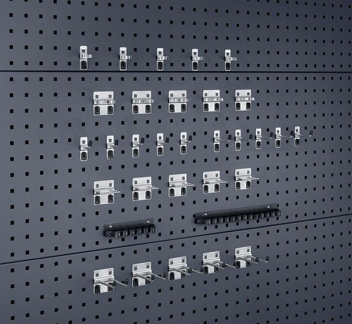 Image du produit Bott Assortiment de porte-outils 32 pièces galvanisé pour panneaux perforés 15 crochets/7 supports/10...