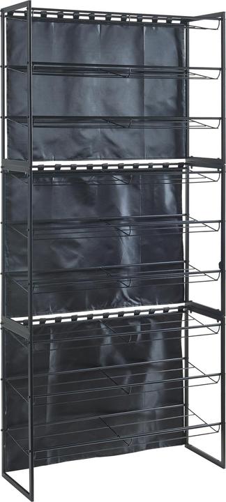 Produktbild En.Casa Schuhregal Sel mit Vorhang 3er Set Schwarz (80 x 32 x 60 cm)