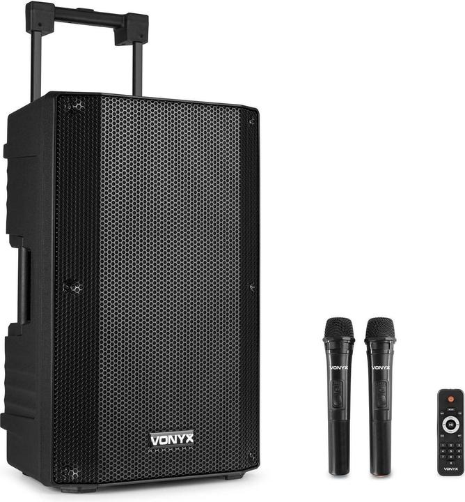 speaker - Vonyx VSA500 - Trolley speaker met Bluetooth en 2 draadloze microfoons - 800W (Aktiv)