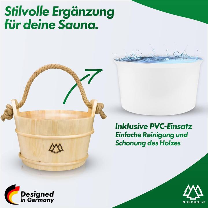 Actual product image Nordholz Sauna bucket with trowel, Nordic spruce