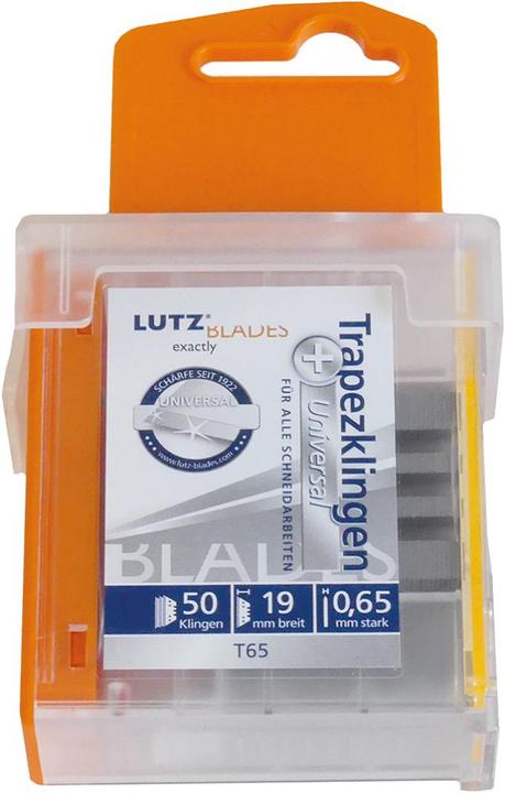 Produktbild Magni Lutz Trapezklinge TGL65-SZ (50 Stück, Länge 61 mm, Dicke 0,65 mm, Qualität Standard, mit Sicherheits (Cutter)
