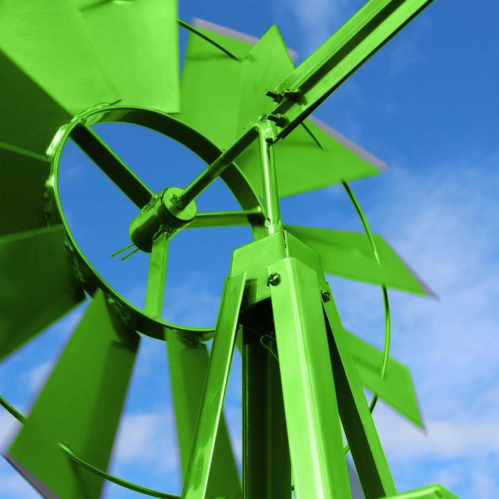 Actual product image Wiltec Windmill with 245cm height Windmill in green Wind chime Garden decoration climbing aid