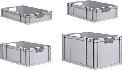 Actual product image Allit Storage box ProfiPlus EuroEco O617, grey Euro box made of PP, open handles, resistant to... (40 x 60 x 17 cm)