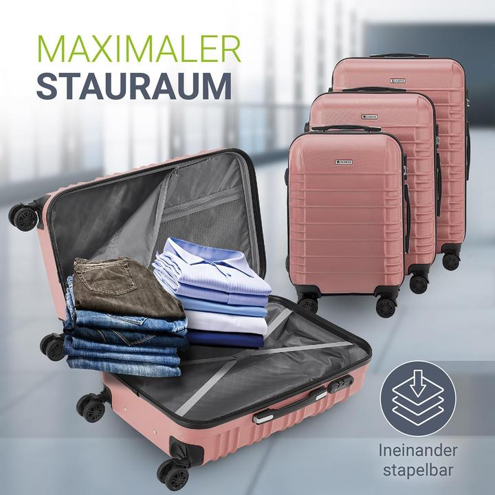Produktbild Juskys 3-teiliges Hartschalenkoffer-Set mit 360° Rollen (120 l, M (50 - 90l), XL (ab 115l))