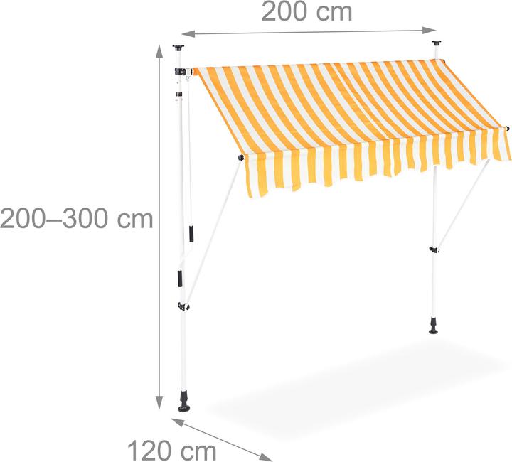 Actual product image Relaxdays Telescopic Canopy Yellow/White (2 m)
