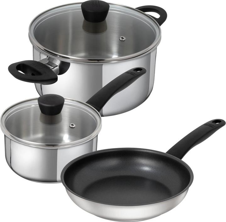 Productafbeelding Kuhn Rikon Klassieke pannenset (steelpan 16 cm / pan 20 cm / koekenpan 24 cm) (24 cm, Kookpotten en pannenset, Roestvrij staal)