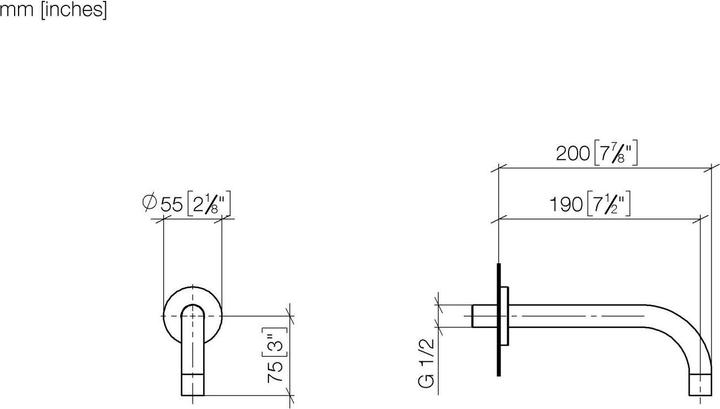 Immagine prodotto Dornbracht Tara bocca a parete per lavabo, senza scarico, sporgenza 190 mm, 13800882