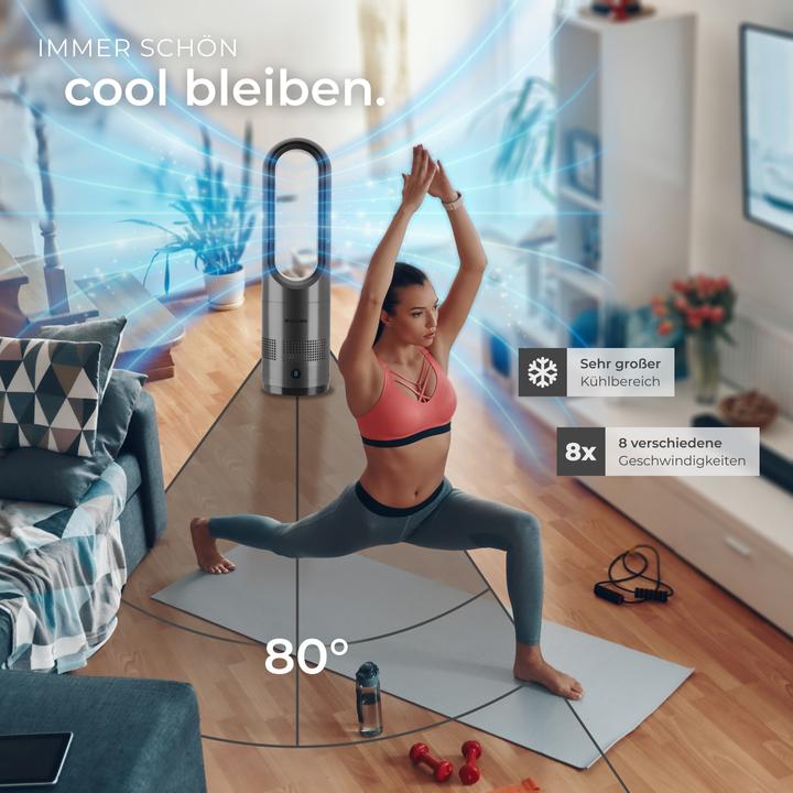 Image du produit tectake ventilateur colonne Polar, oscillation à 80°, incl. minuterie (55 dB)
