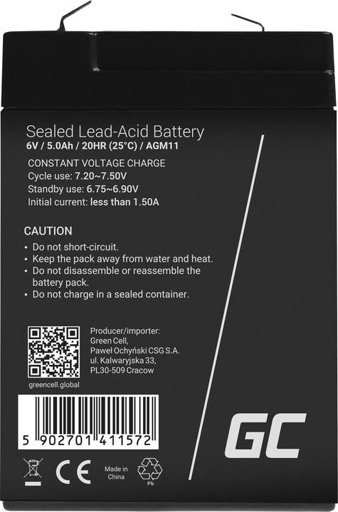 Actual product image GreenCell AGM11 (6 V, 5 Ah)