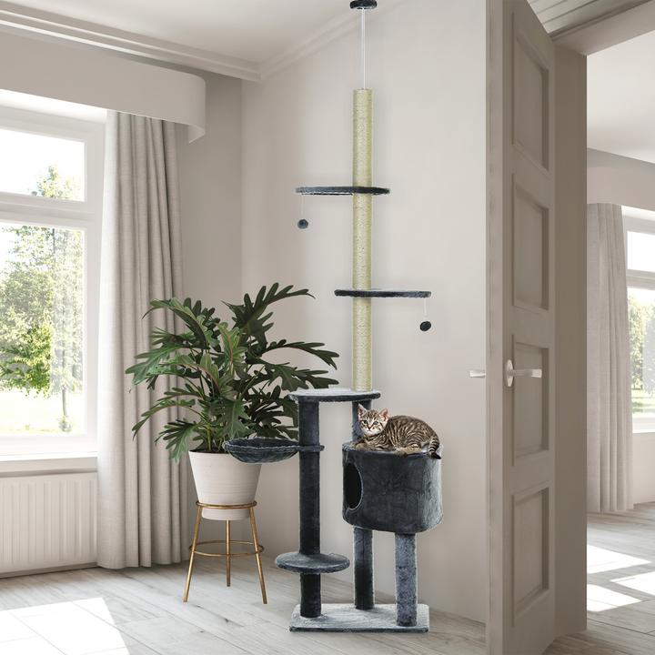 Actual product image PawHut Cat tree with cave (260 cm, Dark grey)