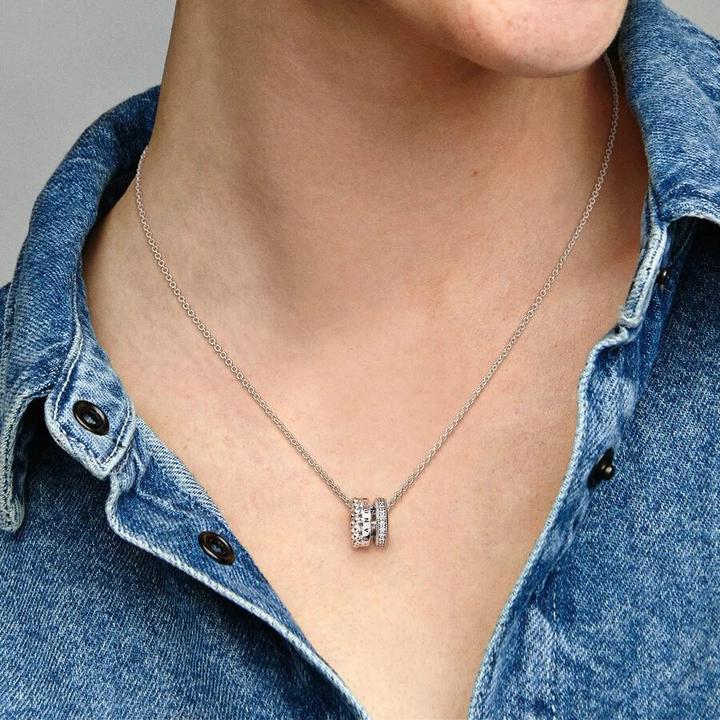 Image du produit Pandora Signature Logo Pavé & Beads Collier (Argent sterling 925, 42 - 45 cm)