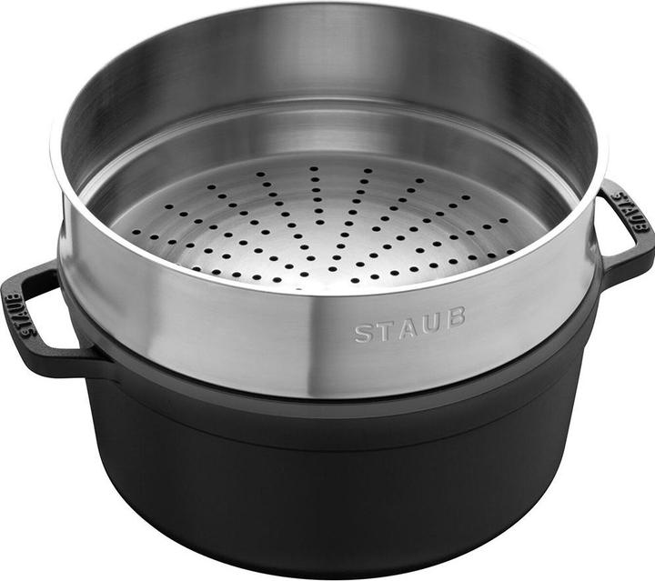 Image du produit Staub Cocotte avec insert vapeur (26 cm, Cocotte + faitout, Fonte, Émail, Acier inoxydable)