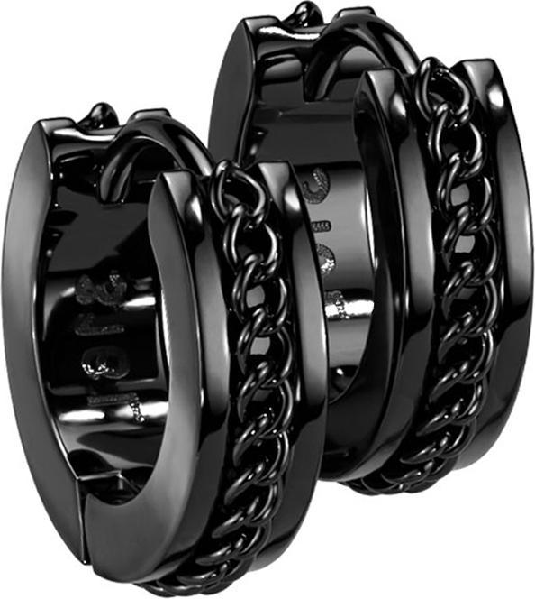 Produktbild Star Piercing Ohrring zum Klappen schwarz mittig mit Kette (ohne Messing, Chirurgenstahl 316L)