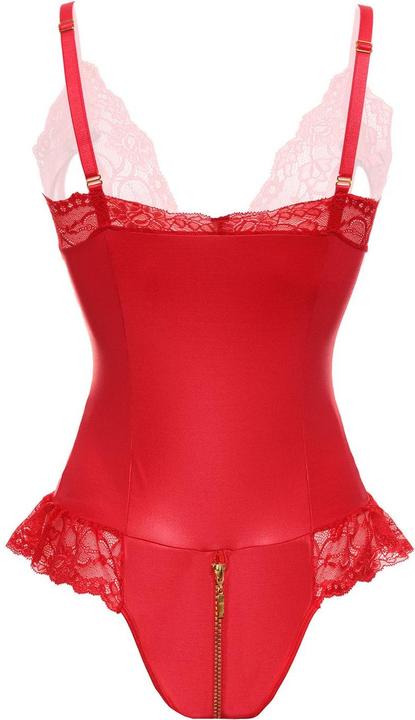 Productafbeelding Christine Le Duc Wetlook open kruis body Christelle - Rood (XL)