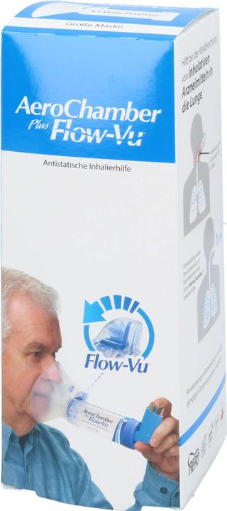 Actual product image Sandoz AeroChamber plus Flow-Vu with mask for adults and children from 5 years, 1 pc. Inhalation aid